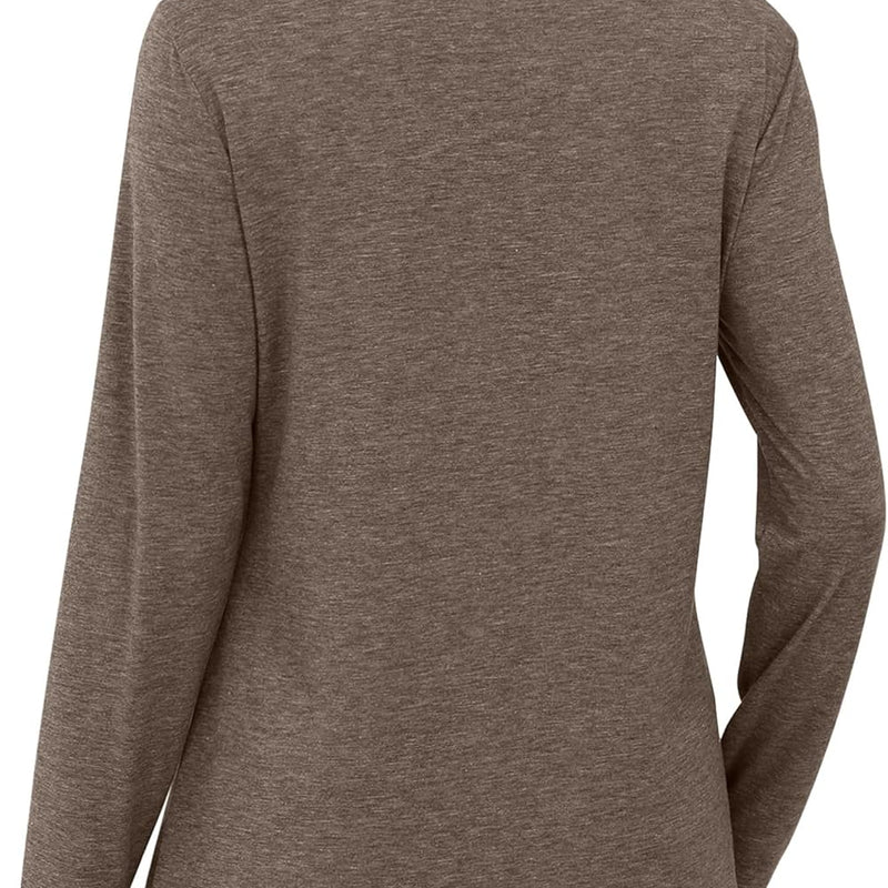 Women’s Long Sleeve V-Neck Top – Loose Fit Fall Tunic Shirt, Basic Dressy Style