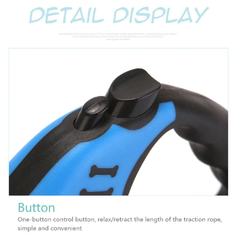 16.5FT Automatic Retractable Dog Leash Pet Collar Automatic Walking Lead