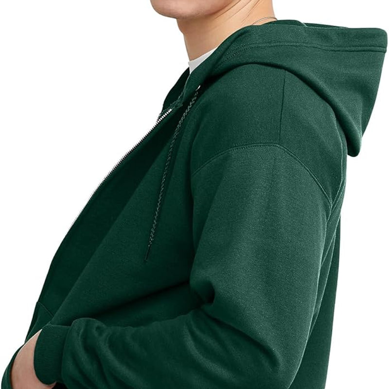 Men’s Full-Zip Hoodie – EcoSmart Fleece Zip-Up Hooded Sweatshirt