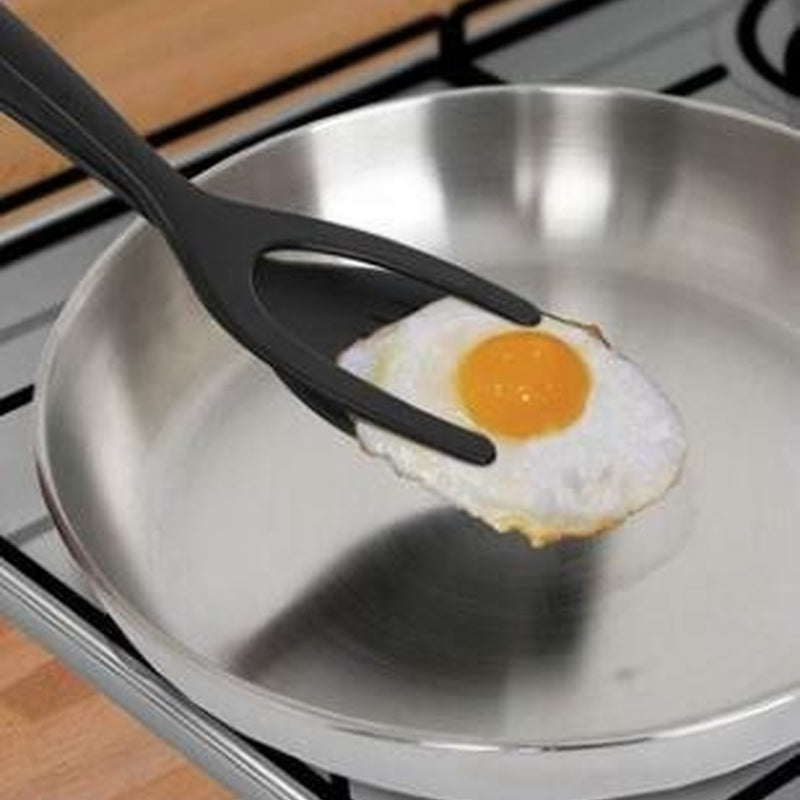 2 in 1 Grip and Flip Tongs Egg Spatula Tongs Clamp Pancake Fried Egg French Toast Omelet Overturned Kitchen Accessories