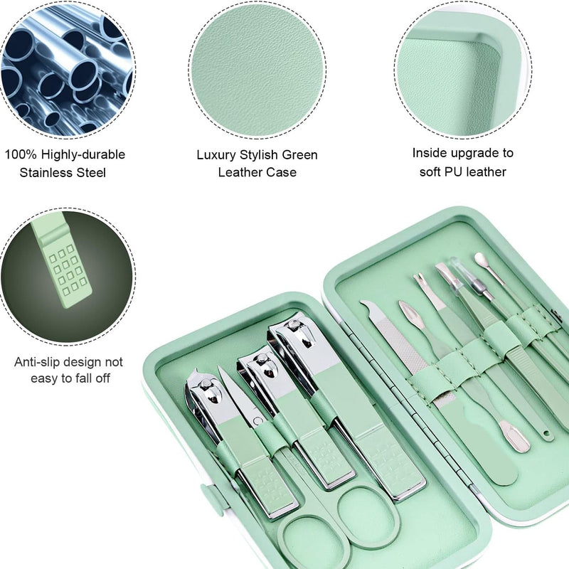 Mini Manicure Set, Travel Care Tools, 10Pcs Stainless Steel Grooming Kit