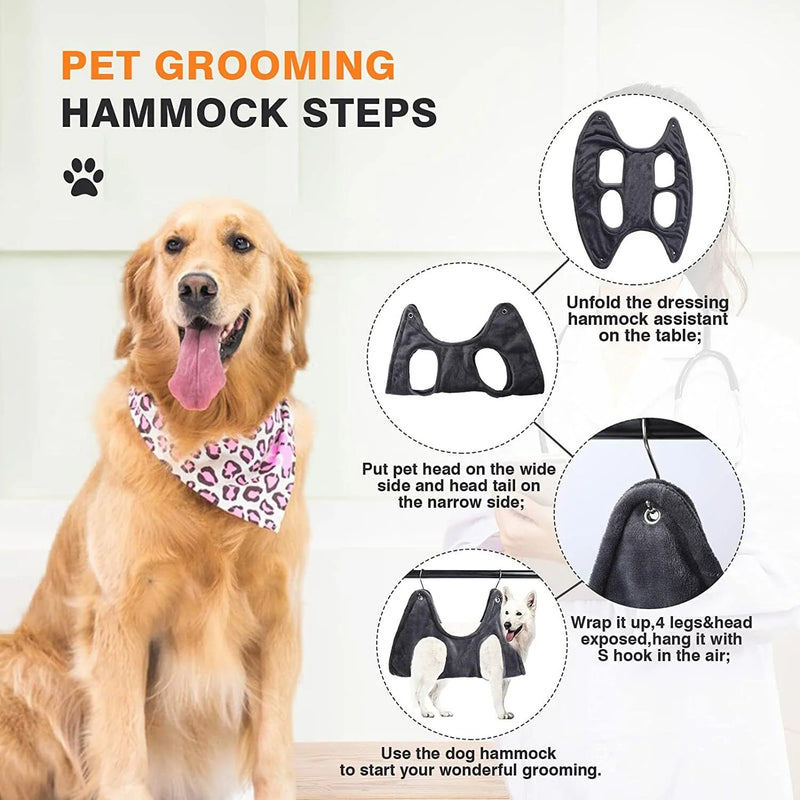 Portable Pet Grooming Hammock for Dogs & Cats – Hanging, Breathable Grooming Harness