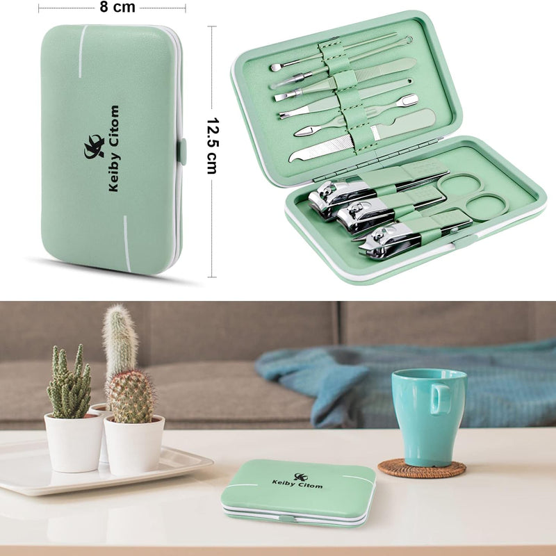 Mini Manicure Set, Travel Care Tools, 10Pcs Stainless Steel Grooming Kit