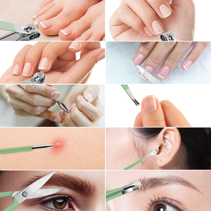 Mini Manicure Set, Travel Care Tools, 10Pcs Stainless Steel Grooming Kit