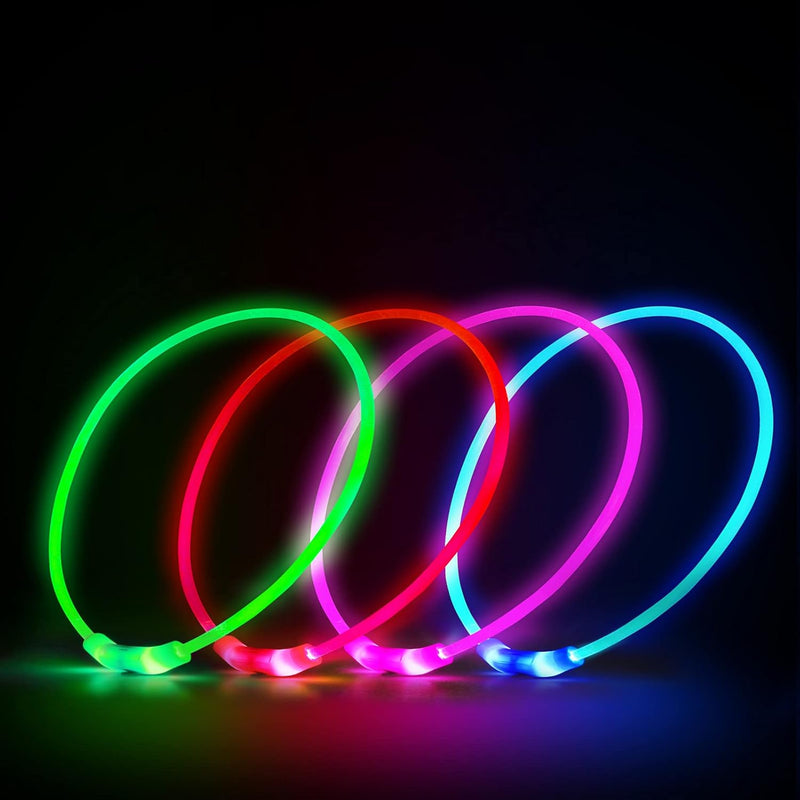Light-Up LED Dog Collar for Night Walks – Waterproof, Rechargeable, Adjustable Safety Necklace for Dogs (Pink)