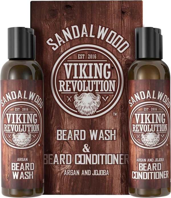 Beard Wash & Conditioner Set - Argan & Jojoba Oil with Sandalwood Scent