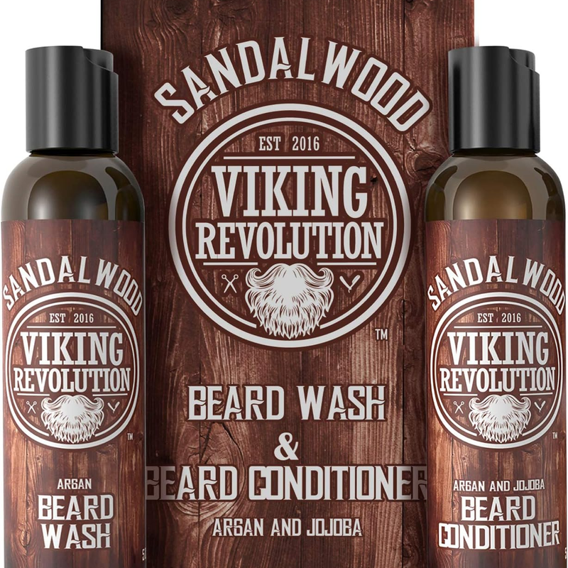 Beard Wash & Conditioner Set - Argan & Jojoba Oil with Sandalwood Scent