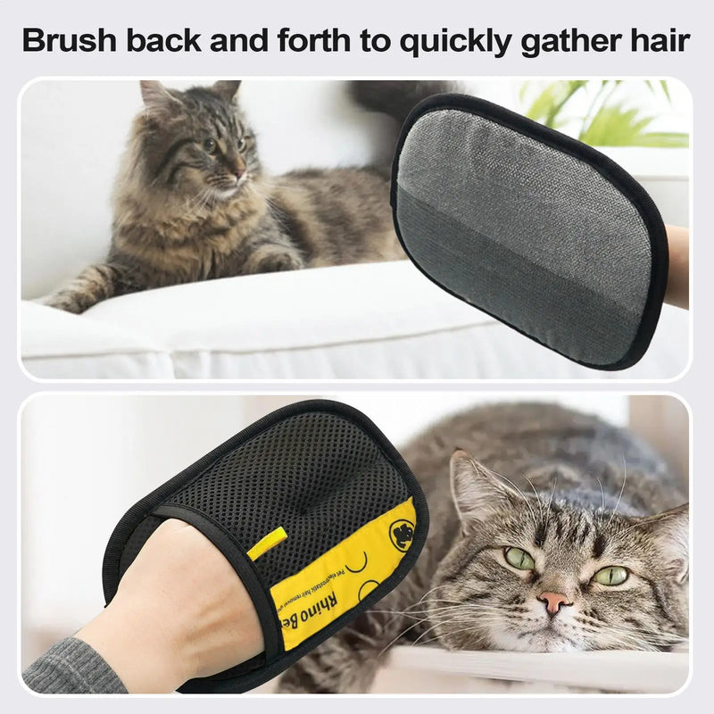 2-Pack Pet Hair Removal Gloves – Static Grip Cat & Dog Fur Cleaner for Easy Grooming