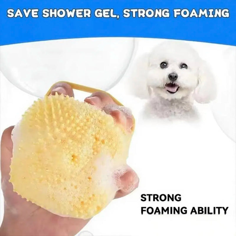 Silicone Pet Grooming Brush with Built-in Shampoo Storage and Self-Cleaning Detangling Features for Dogs and Cats