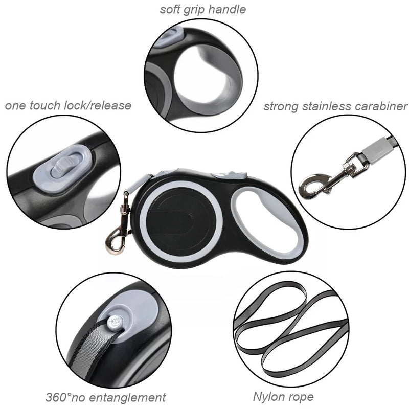 Heavy-Duty Retractable Dog Leash for Large Dogs – Durable Nylon Walking Lead, Automatic Extending Big Dog Leash