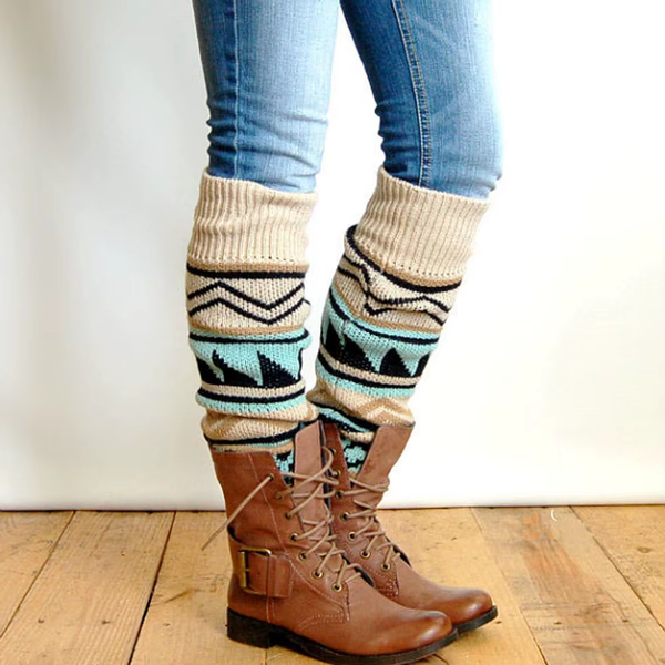 Women's Winter Leg Warmers - Bohemian Knitted Knee High Boot Socks