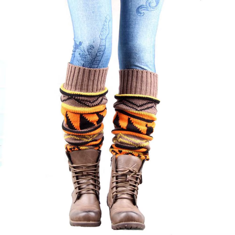 Women's Winter Leg Warmers - Bohemian Knitted Knee High Boot Socks