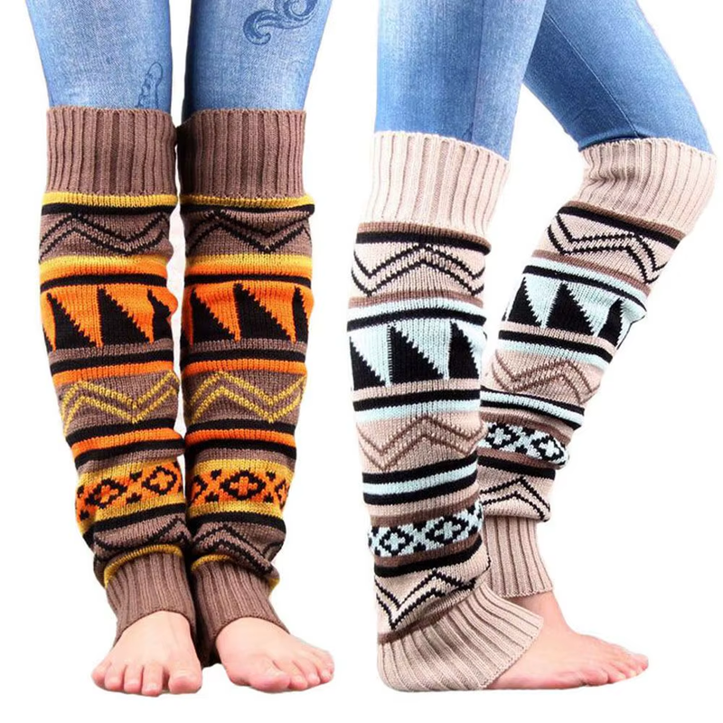 Women's Winter Leg Warmers - Bohemian Knitted Knee High Boot Socks
