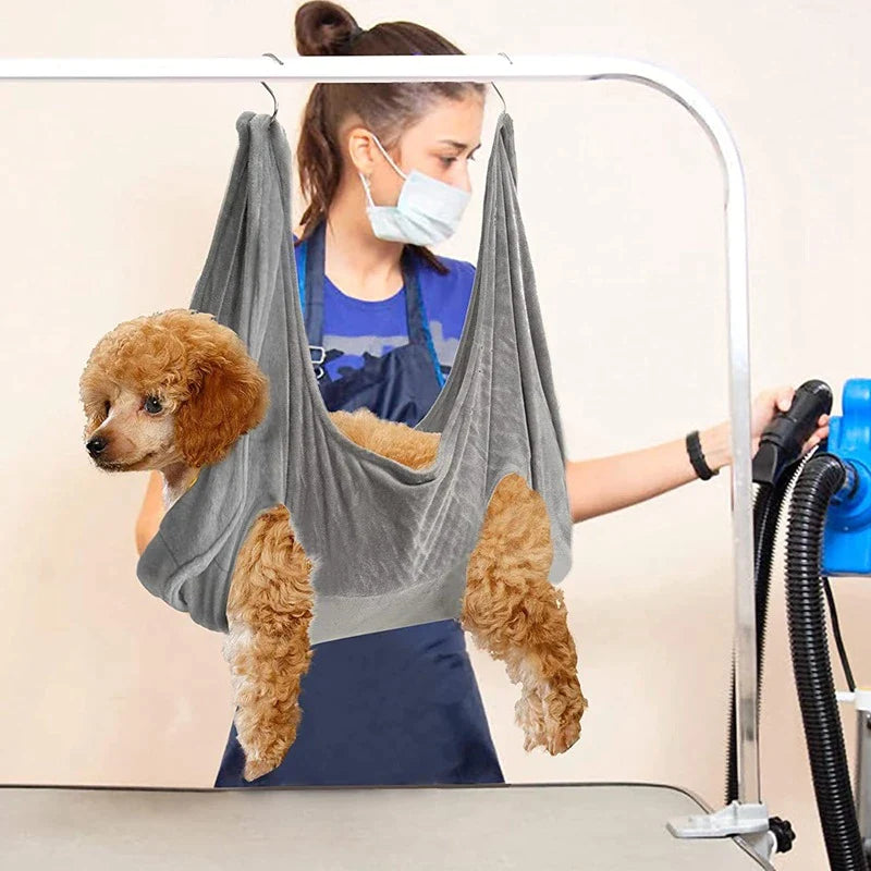 Portable Pet Grooming Hammock for Dogs & Cats – Hanging, Breathable Grooming Harness
