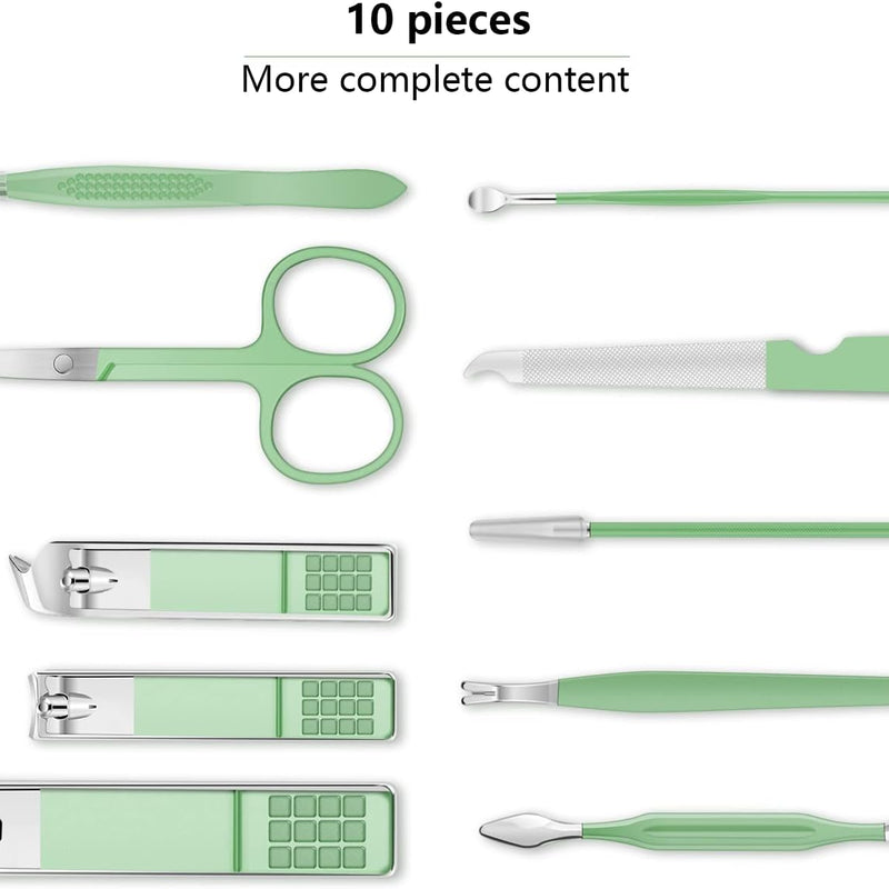 Mini Manicure Set, Travel Care Tools, 10Pcs Stainless Steel Grooming Kit